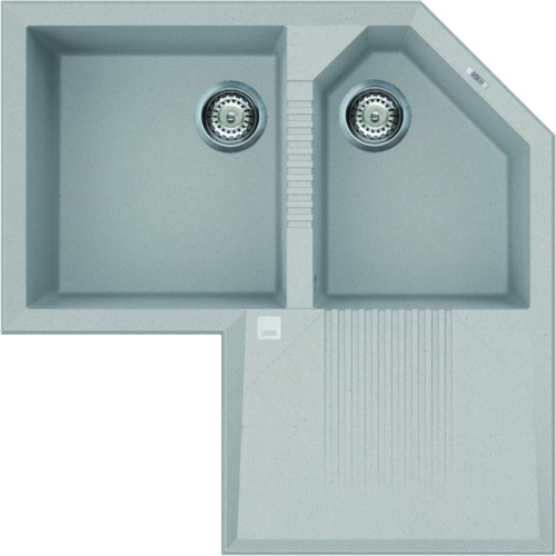 Elleci Tekno Corner sarok gránit mosogató, M79 Aluminum LMTCOR79