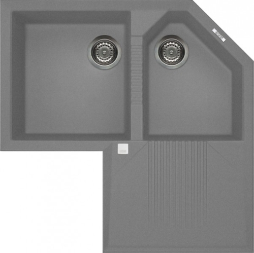 Elleci Tekno Corner sarok gránit mosogató, G48 Cemento LGTCOR48