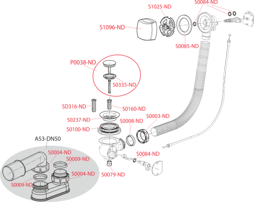 Alcaplast A553K 100 Automata kádszifon készlet, fém 1000 mm