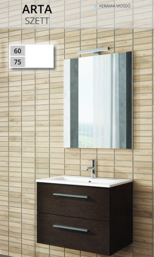 Tboss Arta 60 alsószekrény kerámia mosdóval, Floating Mirror Easy 60 tükörrel, natúr tölgy (komplett szett)