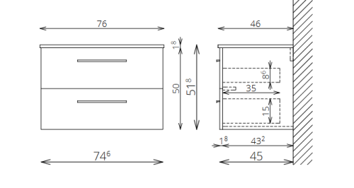 Tboss Arta 75 fürdőszobabútor alsó szekrény mosdóval