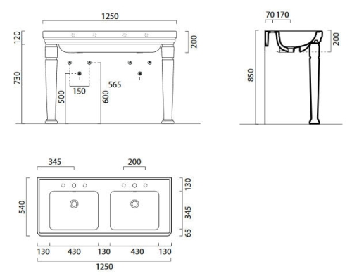 Sapho GSI CLASSIC 125x54cm mosdó 8725111