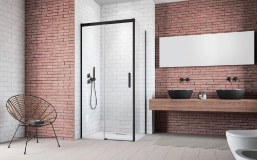 Radaway Idea Black KDJ 130 B szögletes fekete zuhanykabin ajtó 387043-54-01L