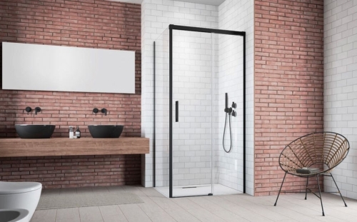 Radaway Idea Black KDJ 130 J szögletes fekete zuhanykabin ajtó 387043-54-01R