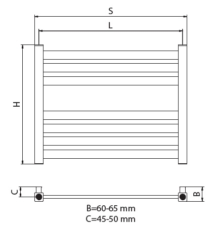 Radeco PINO AK7-400/EP standard törölközőszárítós csőradiátor (855 W, fehér, 1630x430 mm)