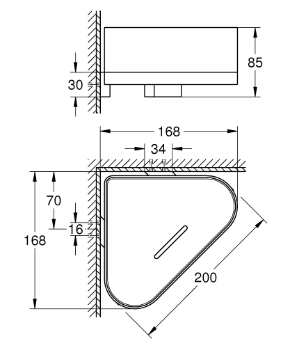Grohe Selection sarok zuhanytermék tartó, tartókonzollal, matt hard grafit 41038AL0