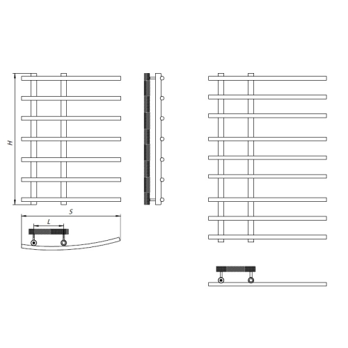Radeco TRIDEN 700x530 rozsdamentes törölközőszárítós csőradiátor (279 W, króm,700x530 mm)