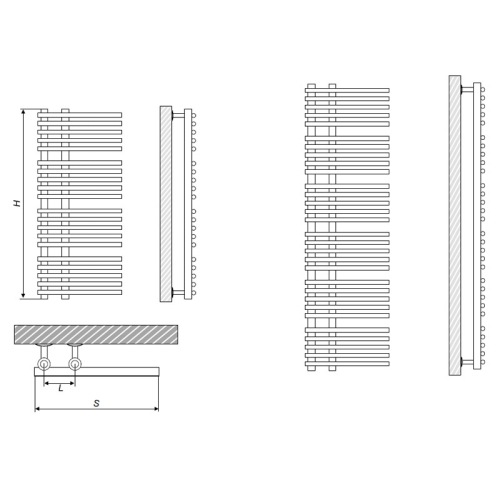 Radeco TRIDEN PLUS 1360x400 rozsdamentes törölközőszárítós csőradiátor (792 W, króm,1360x400 mm)