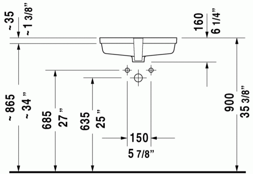 Duravit Vero 52,5x35,5 cm alulról beépíthető mosdó 0330480000