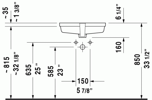 Duravit Vero 52,5x35,5 cm alulról beépíthető mosdó 0330480000