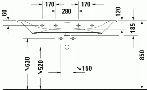 Duravit Viu 123x49 cm mosdó bútorhoz 2344120000