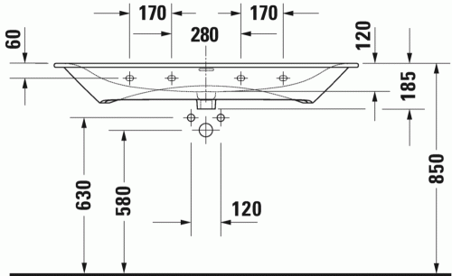 Duravit Viu 123x49 cm mosdó bútorhoz 2344120000