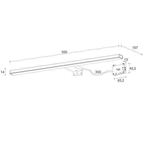 Sapho ESTHER 2 LED lámpa, 8W, 500x14x107mm, fekete E27586CI