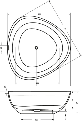 Riho Oviedo Solid Surface 160x160 cm szabadonálló kád BS50 (BS5000500000000) B125001105