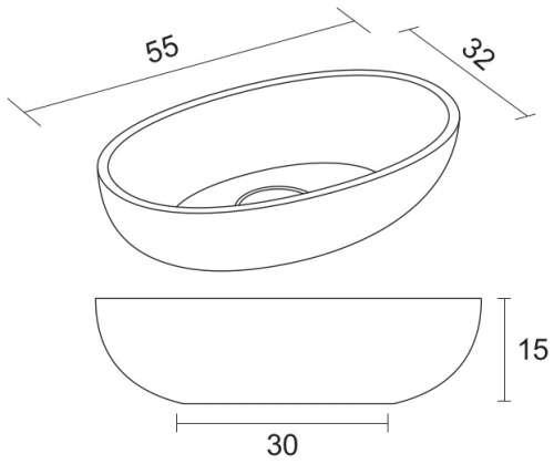 Riho Escala Solid Surface 55x22 cm pultra ültethető mosdó F70104