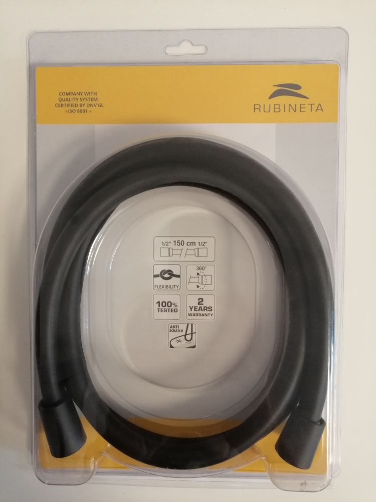 Rubineta PVC zuhany gégecső, fekete, 150cm 600064B