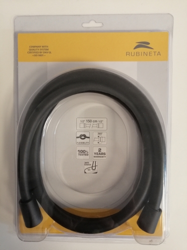 Rubineta PVC zuhany gégecső, fekete, 150cm 600064B