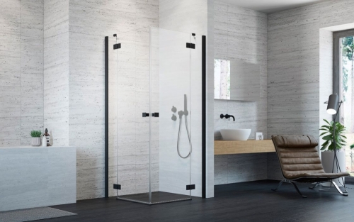 Radaway Essenza New Black KDD 100 Bal szögletes fekete zuhanykabin (egyik fele) 385062-54-01L