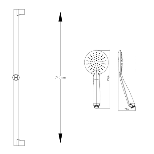 Sapho WANDA zuhanyoszlop zuhanyszettel, 790mm, króm 1202-27