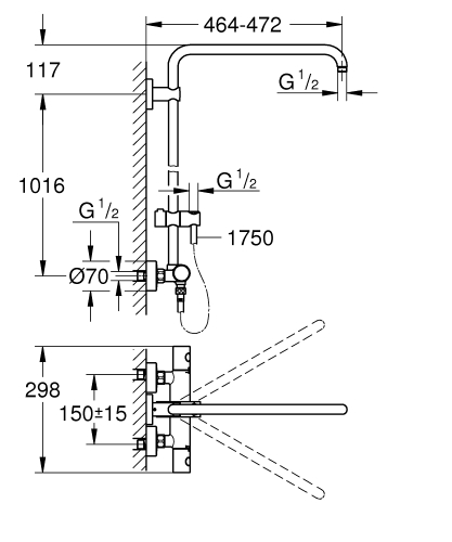 Grohe Euphoria System Termosztátos zuhanyrendszer 26241000