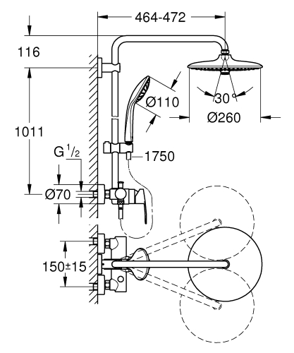 Grohe Euphoria System 260 Zuhanyrendszer egykaros keverővel 27473001