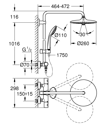 Grohe Euphoria System 260 Termosztátos zuhanyrendszer 27615001