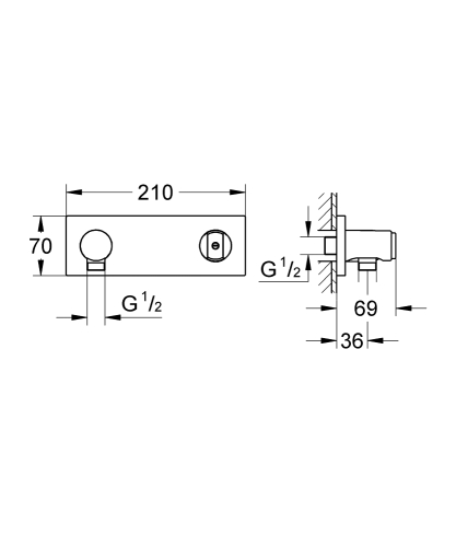 Grohe Grohtherm F Fali zuhanycsatlakozás beépített zuhanytartóval 27621000