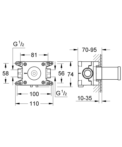 Grohe Grohtherm F Beépítő doboz fali zuhanycsatlakozáshoz 27 621-hez 35034000