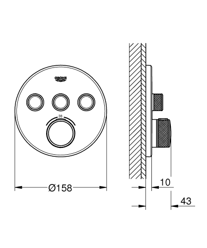GROHE Grohtherm SmartControl termosztátos színkészlet, hard grafit 29121A00