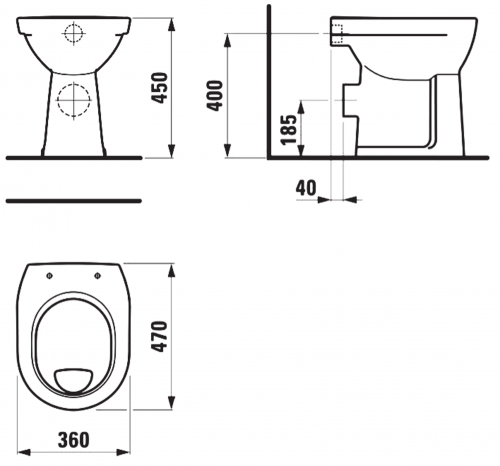 Jika Lyra Plus magas álló wc, lapos öblítésű, hátsó kifolyású H8253860000001