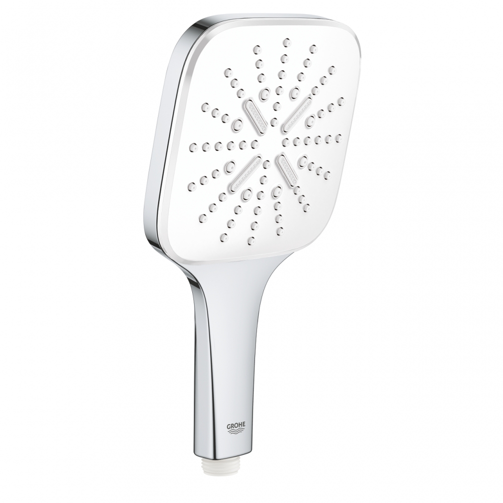 GROHE Rainshower SmartActive 130 Cube Kézizuhany, 3 féle vízsugárral 9,5 l, króm/fehér 26582LS0