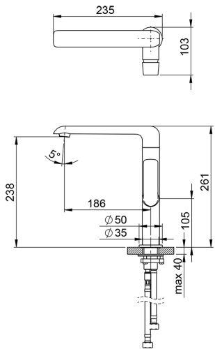 Ravak Flat konyhai álló mosogató csaptelep FL 016.00 (X070125)