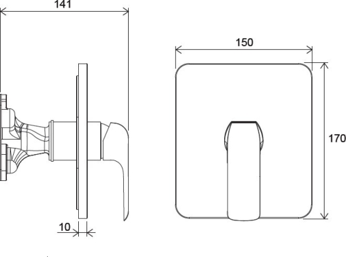 Ravak Flat FL 066.00, Flat falba süllyesztett csaptelep váltó nélkül (KIZÁRÓLAG R-box VARIVAL) X070124