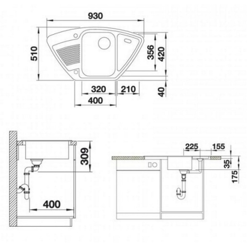 BLANCO CLASSIC 9 E Silgranit mosogató, antracit 521338