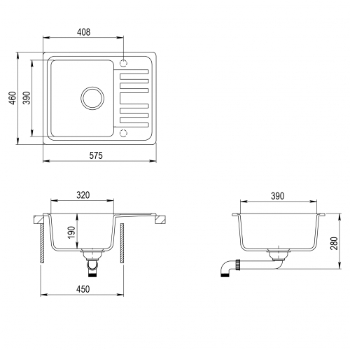 Evido Home 45S Compact gránit mosogató, homok 105550