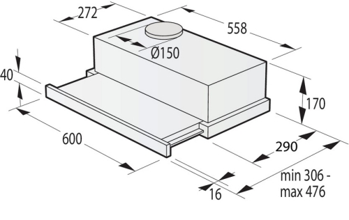Gorenje Beépíthető teleszkópos páraelszívó TH60E3W (735410)