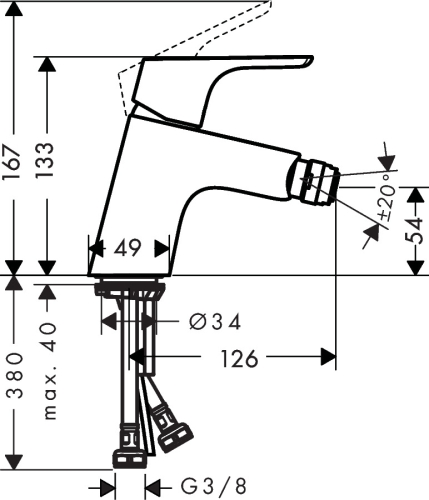 Hansgrohe Focus Egykaros bidécsaptelep push-open lefolyó-garnitúrával 31922000