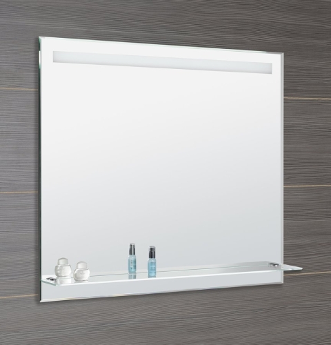 AQUALINE LED tükör világítással, üveg polc, billenő kapcsoló, 100x80cm ATH55