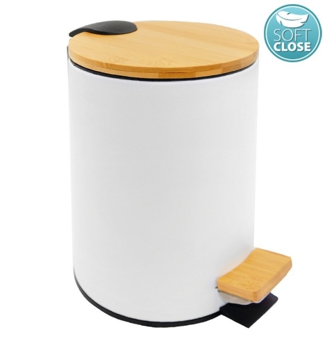 AQUALINE BAMBUS szemetes, 3l, fehér/bambusz BI006