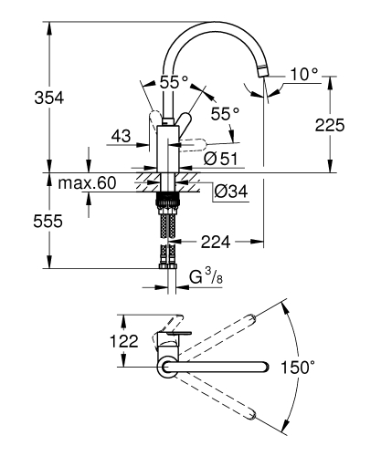 Grohe Eurostyle Cosmopolitan Egykaros mosogatócsap 33975004
