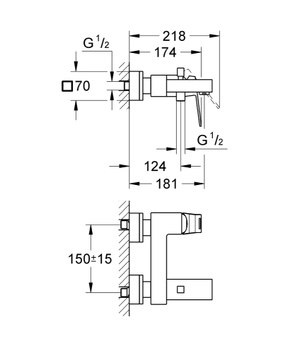 GROHE Eurocube egykaros kádcsaptelep, matt hard grafit 23140AL0