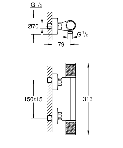 Grohe Grohtherm 1000 Performance termosztátos zuhanycsaptelep 34776000