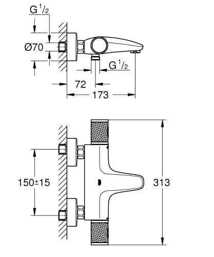 Grohe Grohtherm 1000 Performance termosztátos kádcsaptelep 34779000