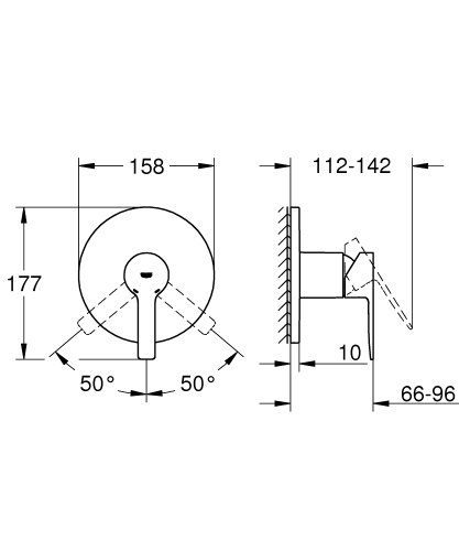Grohe Lineare egykaros falsík alatti zuhany csaptelep, matt hard grafit 24063AL1