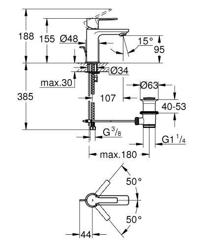 Grohe Lineare egykaros mosdócsaptelep XS-es méret, matt hard grafit 32109AL1