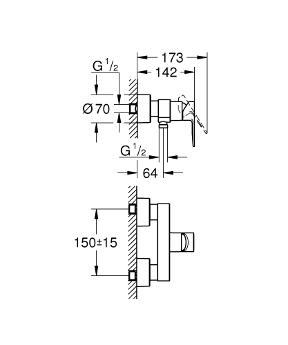 Grohe Lineare Egykaros zuhanycsaptelep, matt hard grafit 33865AL1