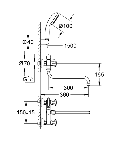 Grohe Costa L kádtöltő csaptelep 2679010A