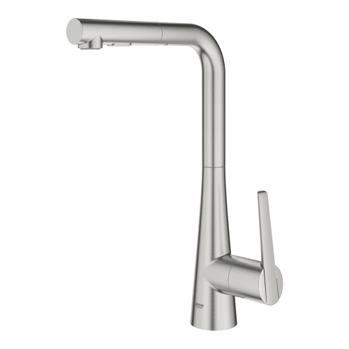 Grohe Zedra Egykaros mosogatócsaptelep zuhanyfejjel, matt szuperacél 32553DC2