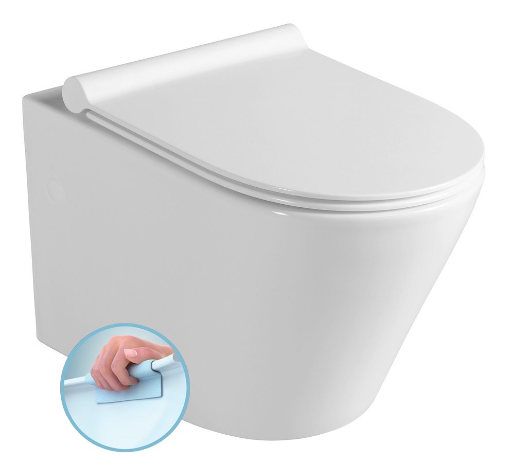 Sapho PACO RIMLESS fali WC, Soft-Close Slim wc ülőke, 36x52,5cm PZ1012R