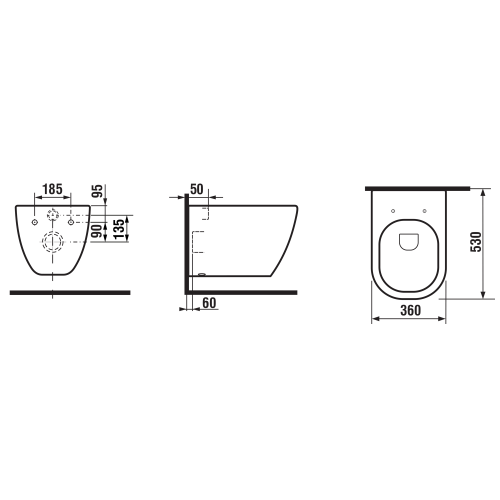 Sapho PACO RIMLESS fali WC, Soft-Close Slim wc ülőke, 36x52,5cm PZ1012R